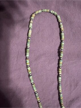 Handmade Kingman Turquoise Beaded Necklace with Navajo pearls